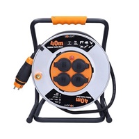 Solight prodlužovací přívod - na kovovém bubnu, 4 zásuvky, 40m kabel guma-neopren, 3x 2,5mm2, IP44