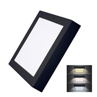 Solight LED mini panel CCT, přisazený, 18W, 1530lm, 3000K, 4000K, 6000K, čtvercový, černá barva