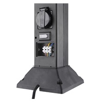 Solight zahradní sloupek IP44 s LED osvětlením, plast, 2 zásuvky, hranol, černý