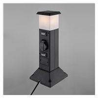 Solight zahradní sloupek IP44 s LED osvětlením, plast, 2 zásuvky, hranol, černý