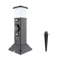 Solight zahradní sloupek IP44 s LED osvětlením, plast, 2 zásuvky, hranol, černý