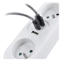 Solight 2z + USB A+C 17W, cestovní prodlužovací přívod 1.5m, bílý