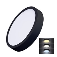 Solight LED mini panel CCT, přisazený, 24W, 1800lm, 3000K, 4000K, 6000K, kulatý, černá barva