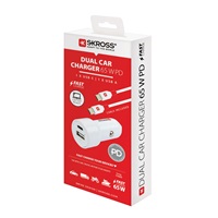 SKROSS USB A+C nabíjecí autoadaptér Dual Car Charger, 65W PD
