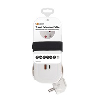 Solight 2z + USB A+C 20W PD, cestovní prodlužovací přívod 1.5m, bílý