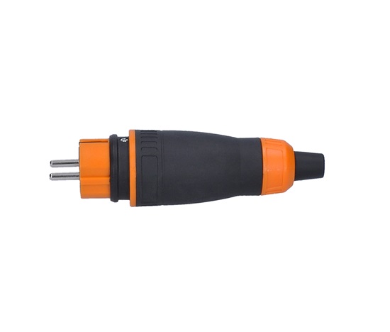 Solight zástrčka do vlhka, přímá, IP44, černá-oranžová
