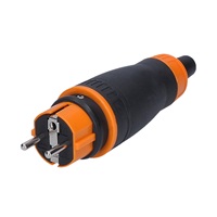 Solight zástrčka do vlhka, přímá, IP44, černá-oranžová