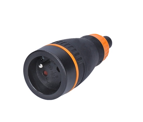 Solight zásuvka do vlhka, přímá, IP40, černá-oranžová