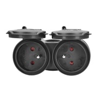 Solight dvojzásuvka do vlhka, IP44, černá