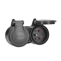 Solight dvojzásuvka do vlhka, IP44, černá