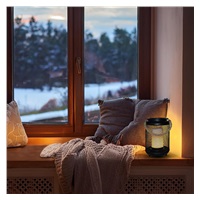 Solight kovová lucerna s LED svíčkou, teplá bílá, 3xAA, černá, 20cm