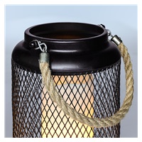 Solight kovová lucerna s LED svíčkou, teplá bílá, 3xAA, černá, 20cm