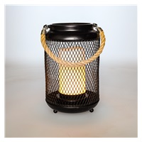 Solight kovová lucerna s LED svíčkou, teplá bílá, 3xAA, černá, 20cm