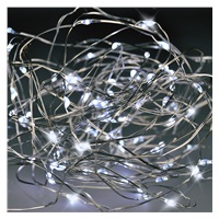 Solight vánoční řetěz stříbrný, 50x mini LED, 5m, 3 x AA, studené světlo