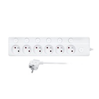 Solight 6z prodlužovací přívod, 2m, 3 x 1mm2, bílý, 6+1 vypínač