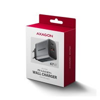 AXAGON ACU-PQ67, ładowarka sieciowa GaN 67 W, wyjście USB-A + USB-C, PD3.0/PPS/QC4+/SFC2.0/Apple