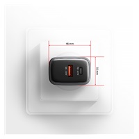 AXAGON ACU-PQ67, ładowarka sieciowa GaN 67 W, wyjście USB-A + USB-C, PD3.0/PPS/QC4+/SFC2.0/Apple