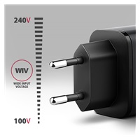 AXAGON ACU-PQ67D, ładowarka sieciowa GaN 67 W, wyjście USB-A + USB-C, PD3.0/PPS/QC4+/SFC2.0/Apple, wyświetlacz LCD