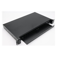 Rozvaděč, 19", optický, 1U, 24× SC simlex nebo 24× LC duplex, výsuvný, černý