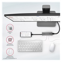 AXAGON HMC-5G21, USB 10Gb/s hub, porty 2x USB-A, 2x USB-C, HDMI 4k/30, PD 60W, kabel USB-C 13cm