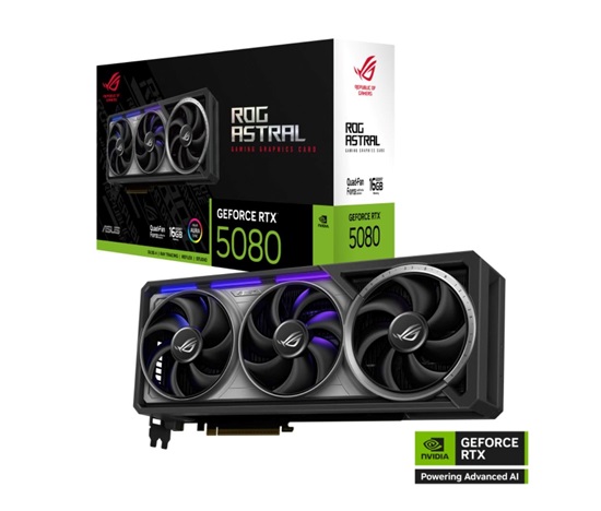 BAZAR - ASUS VGA NVIDIA GeForce RTX 5080 ROG ASTRAL 16GB, 16GB GDDR7, 3xDP, 2xHDMI - Poškozený obal (Komplet)