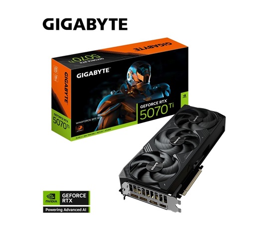 GIGABYTE VGA NVIDIA GeForce RTX 5070 Ti WINDFORCE 16G, 16G GDDR7, 3xDP, 1xHDMI