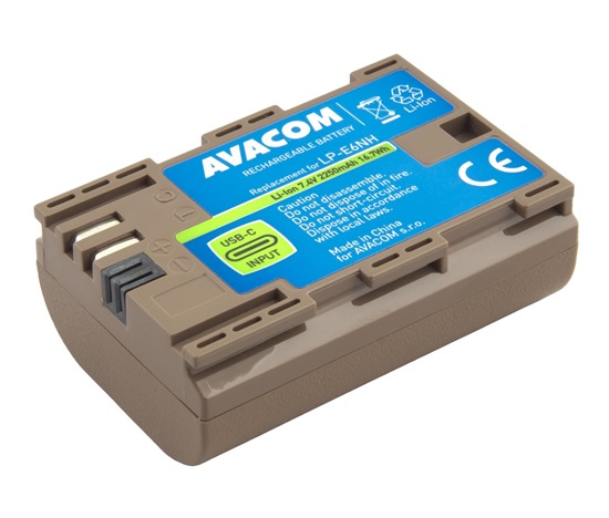 AVACOM baterie pro Canon LP-E6NH vstup USB-C Li-Ion 7.4V 2250mAh 16.7Wh
