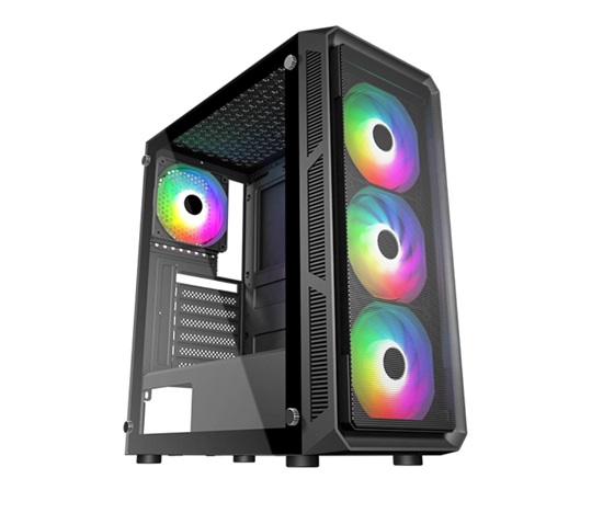 VeinX case GL29AL-BK, ATX, Průhledná bočnice, 4x 120mm ARGB Fan, ARGB Hub, Černá