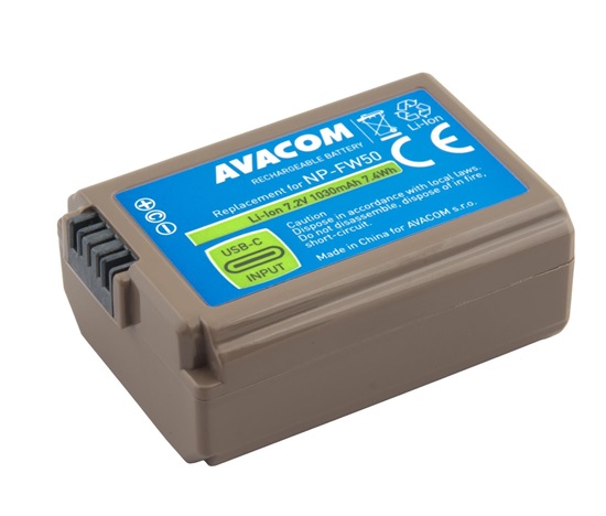 AVACOM baterie pro Sony NP-FW50 vstup USB-C Li-Ion 7.2V 1030mAh 7.4Wh