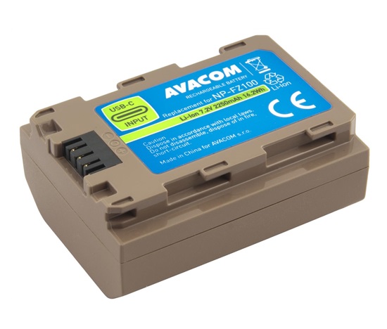 AVACOM baterie pro Sony NP-FZ100 vstup USB-C Li-Ion 7.2V 2250mAh 16.2Wh