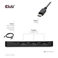 Club3D hub MST (Multi Stream Transport) DisplayPort 1.4 na 3x HDMI 8K60Hz (M/F)