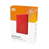 BAZAR - WD My Passport Portable 2TB, Externí HDD, USB 3.0, červená (Bez příšlušenství)