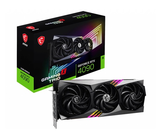 BAZAR - MSI VGA NVIDIA GeForce RTX 4090 GAMING X TRIO 24G, 24G GDDR6X, 3xDP, 1xHDMI - Po opravě (Bez příšlušenství)