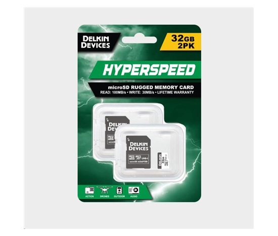 Delkin microSDHC Trail Cam Hyperspeed R100/W75 (V30) 32GB (2-pack)