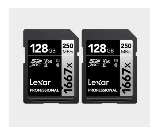 Lexar SDXC Pro 1667X UHS-II U3 R250/W120 (V60) 128G - 2pack