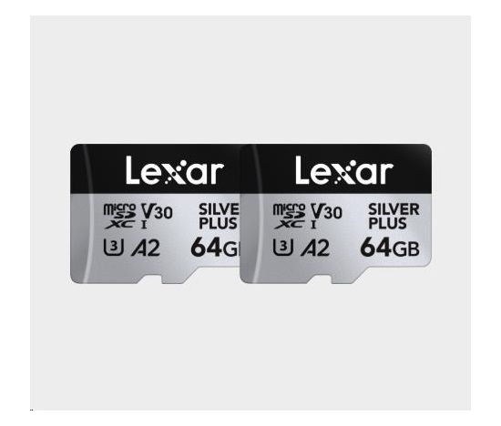 Lexar microSDXC Silver Plus 1066x UHS-I/U3/A2/4K R205/W100 (V30) 64GB - 2pack