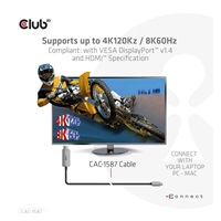 BAZAR - Club3D kabel USB-C na HDMI, 4K120Hz 8K60Hz HDR10 s DSC1.2, Aktivní kabel, M/M, 3m - Poškozený obal (Komplet)