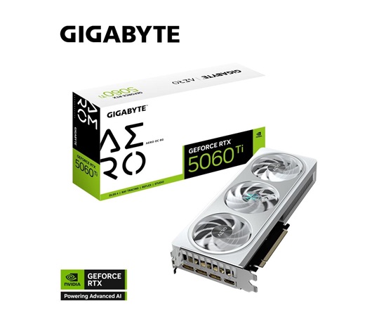 GIGABYTE VGA NVIDIA GeForce RTX 5060 Ti AERO OC 8G, 8G GDDR7, 3xDP, 1xHDMI