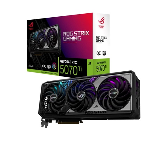 ASUS VGA NVIDIA GeForce RTX 5070 Ti ROG STRIX 16GB OC, 16GB GDDR7, 3xDP, 2xHDMI