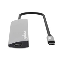 MANHATTAN Dokovací stanice USB-C 7v1, 1xHDMI, 2xUSB-C, 2xUSB, čtečka SD karet, šedá
