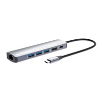MANHATTAN Dokovací stanice USB-C 6v1, 1xHDMI, 1xUSB-C, 3xUSB, 1xRJ45, šedá