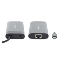 MANHATTAN Dokovací stanice USB-C 10v1, 2xHDMI, 2xUSB-C, 5xUSB, 1xRJ45, šedá