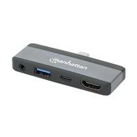 MANHATTAN Dokovací stanice USB-C 4v1, 1xHDMI, 1xUSB-C, 1xUSB, 1x3.5mm, šedá