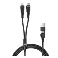 CONNECT IT Nabíjecí kabel Wirez 4v1, USB-C/USB, Lightning/USB-C, 1.25m, černá
