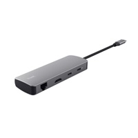TRUST Dokovací stanice DALYX USB-C, 8v1, HDMI, RJ45, 2xUSB-C, 2xUSB-A, microSD/SD karta, šedá