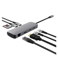 TRUST Dokovací stanice DALYX USB-C, 8v1, HDMI, RJ45, 2xUSB-C, 2xUSB-A, microSD/SD karta, šedá