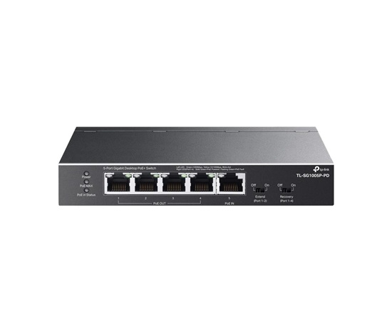 TP-Link switch TL-SG1005P-PD (5xGbE,4xPoE+,1xPoE-in,PoE++,90W, fanless)