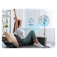 Orava SF-200 X stojanový kovový ventilátor, 3 stupně rychlosti, automatické otáčení, stříbrná