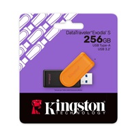 Kingston Flash Disk 256GB USB3.2 Gen 1 DataTraveler Exodia S (Black + Orange)