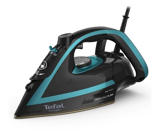 BAZAR - Tefal Puregliss FV8066E0 napařovací žehlička, 3000 W, anti-drip, rychlé nahřátí, tyrkysová - Poškozený obal